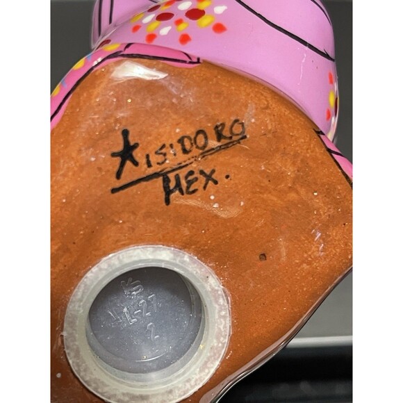 Mexican Talavera? Pig Saltshaker Pottery Colorful Painted Florals Signed DO RO - Picture 7 of 10